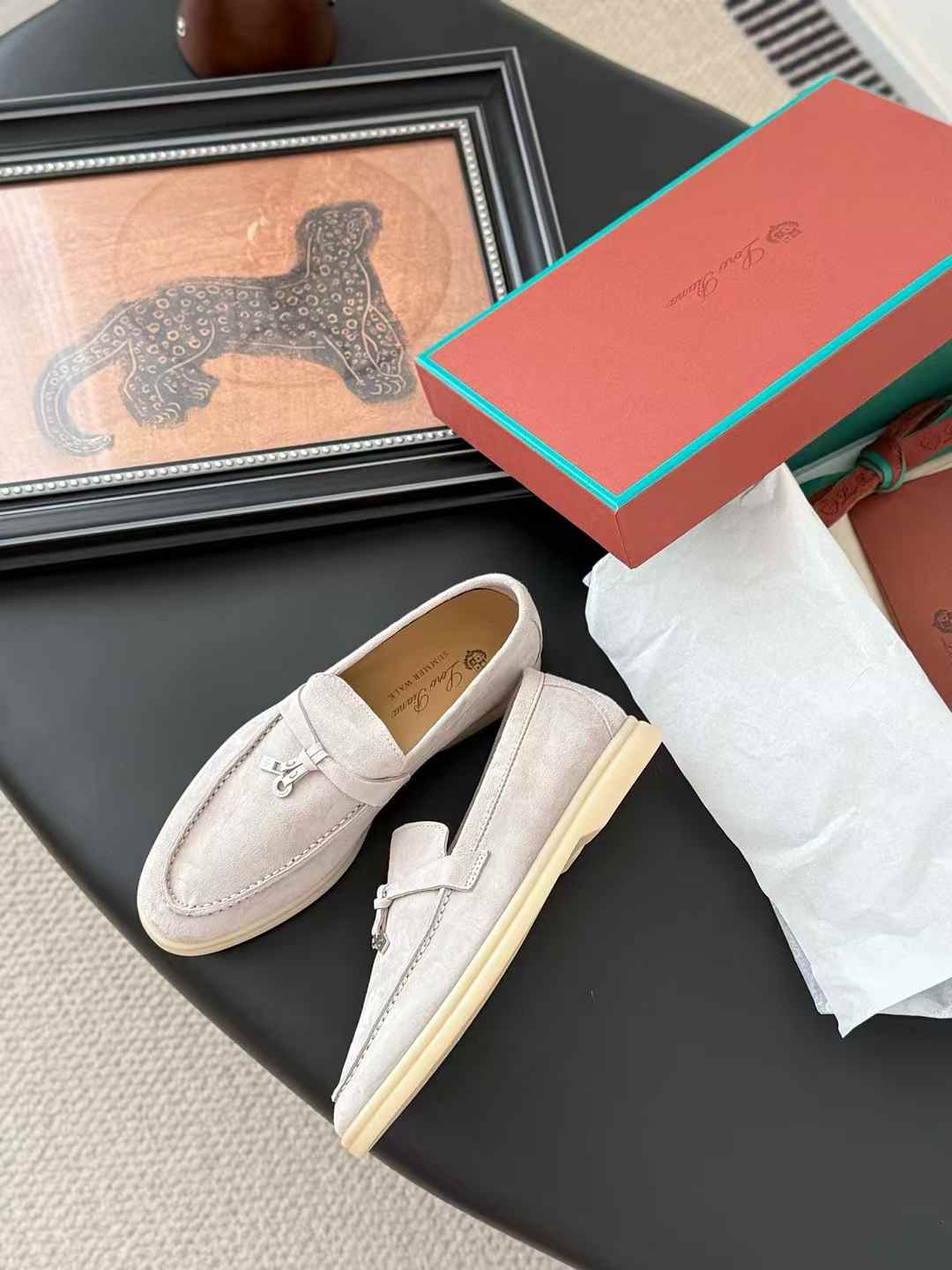 Loro Piana Summer Charms Walk Loafers in beige suede