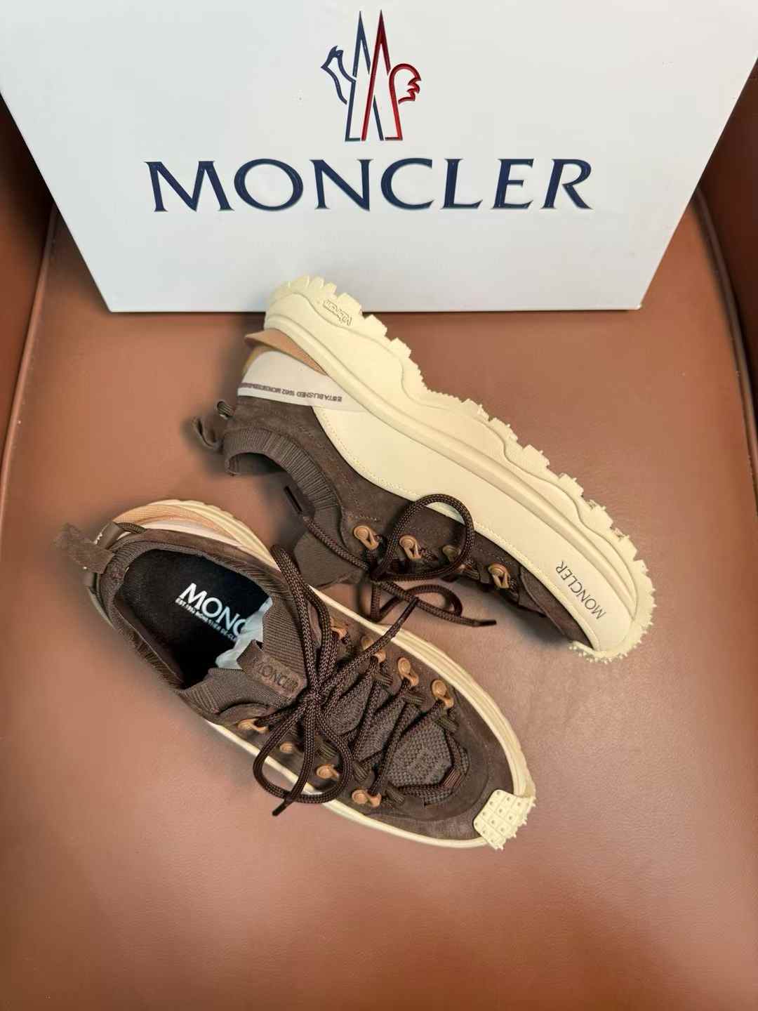 Moncler Trailgrip Lite3 nubuck and suede sneakers in brown