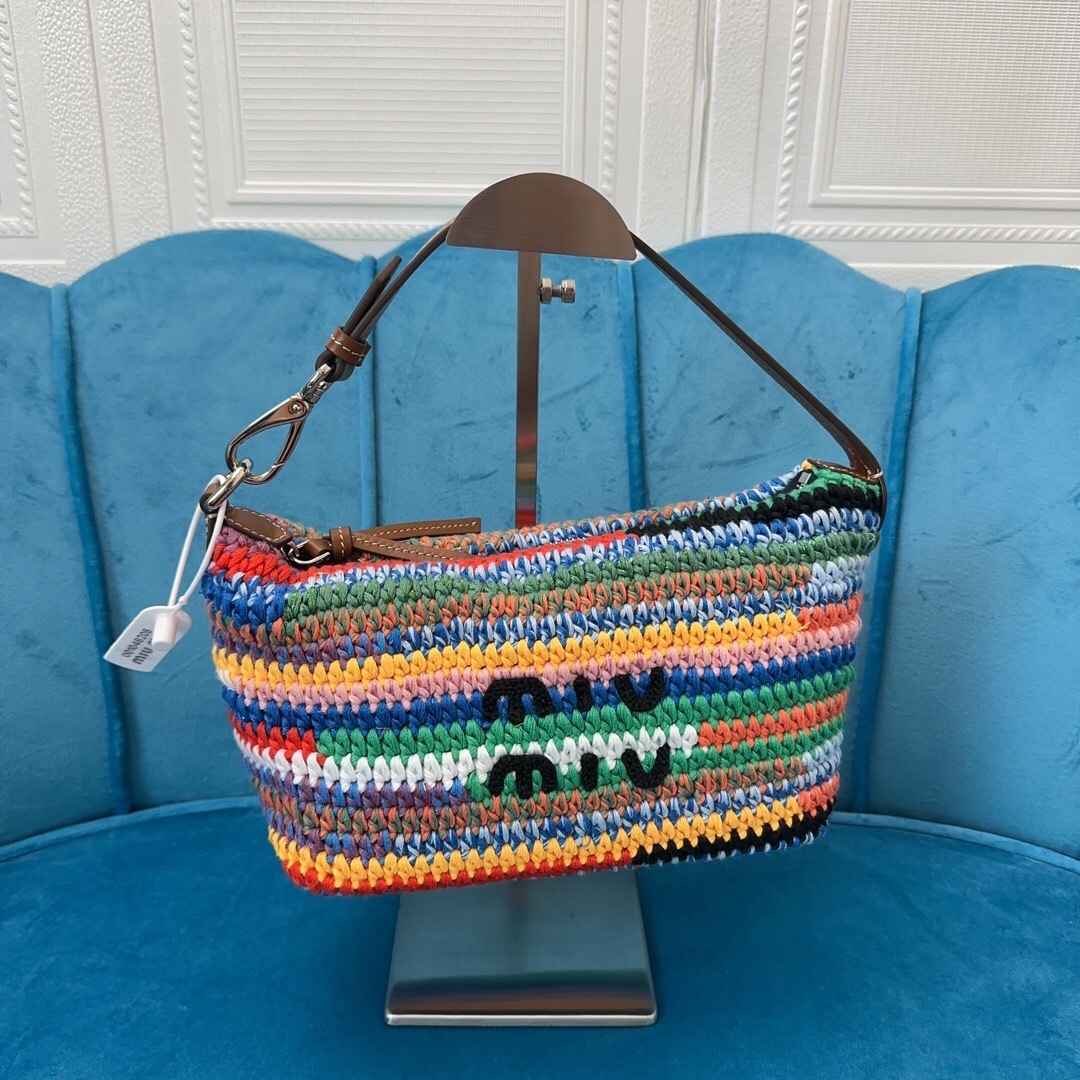 Miu Miu crochet tote bag in a multicolored design