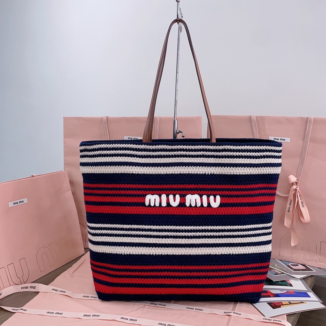 Miu Miu striped crochet tote bag
