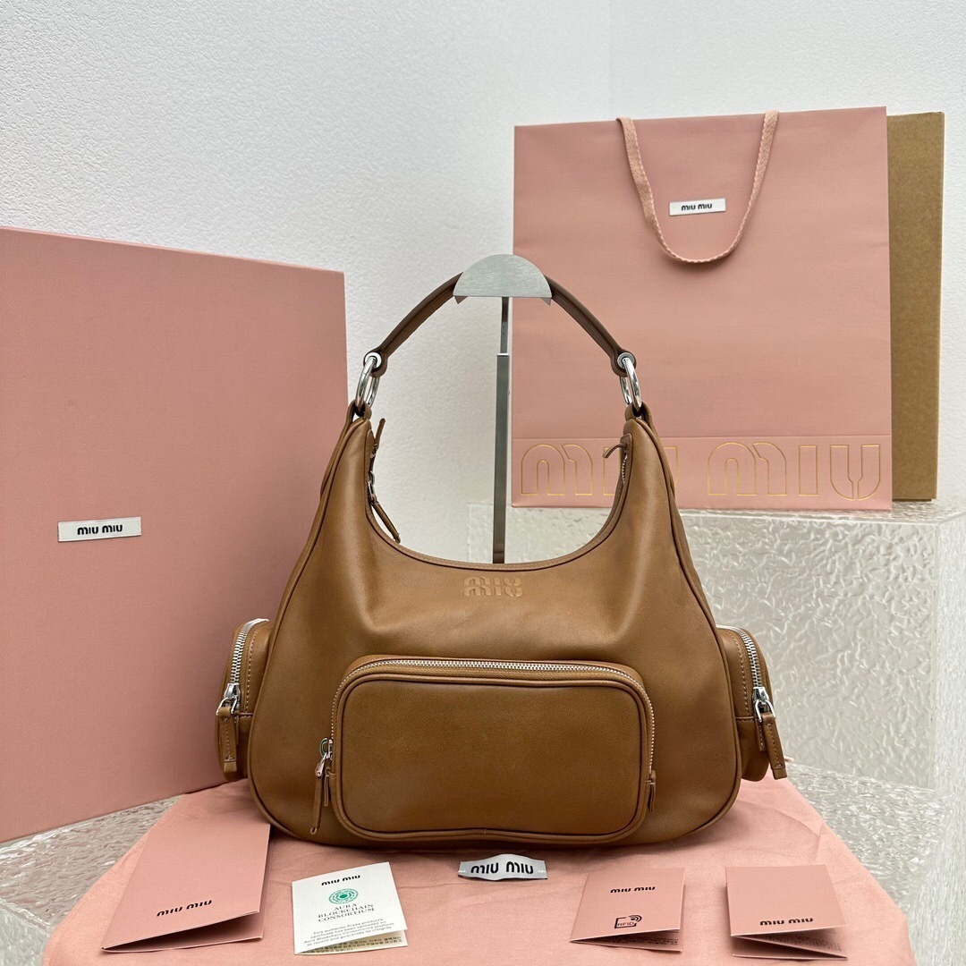 Miu Miu brown leather hobo bag