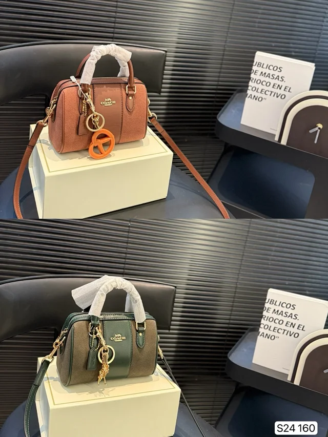 Coach Mini Rowan Crossbody Bag in Vintage Brown suede and smooth leather