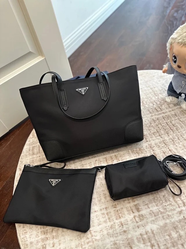 Prada black nylon tote bag