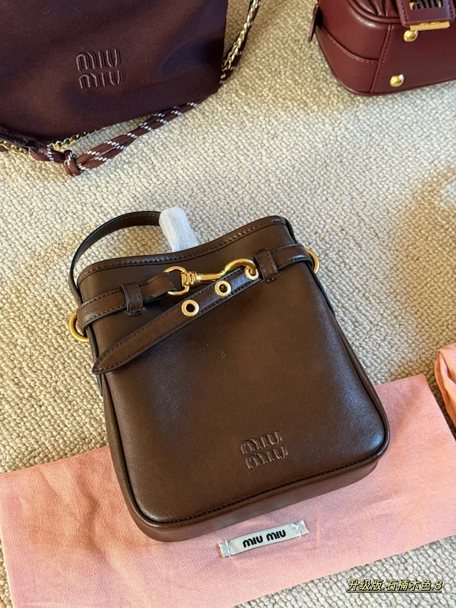 Miu Miu Nappa leather pouch with a snap-hook detail