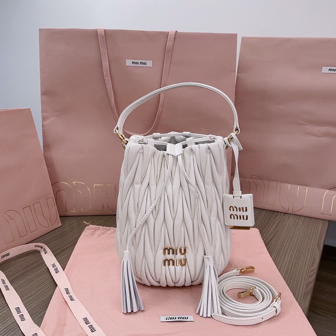 Miu Miu Matelassé Nappa Leather Bucket Bag