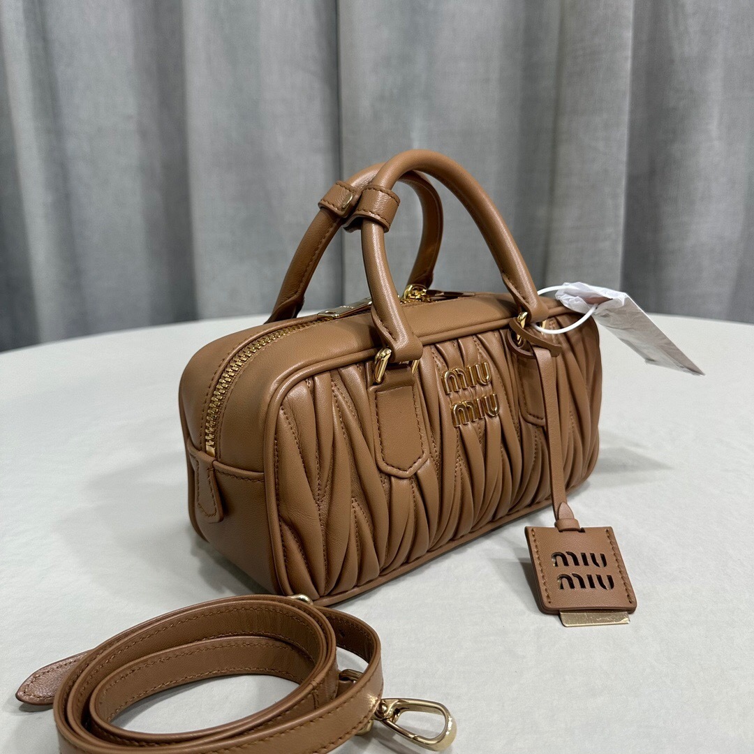 Miu Miu Arcadie matelassé leather mini bag brown or cognac color