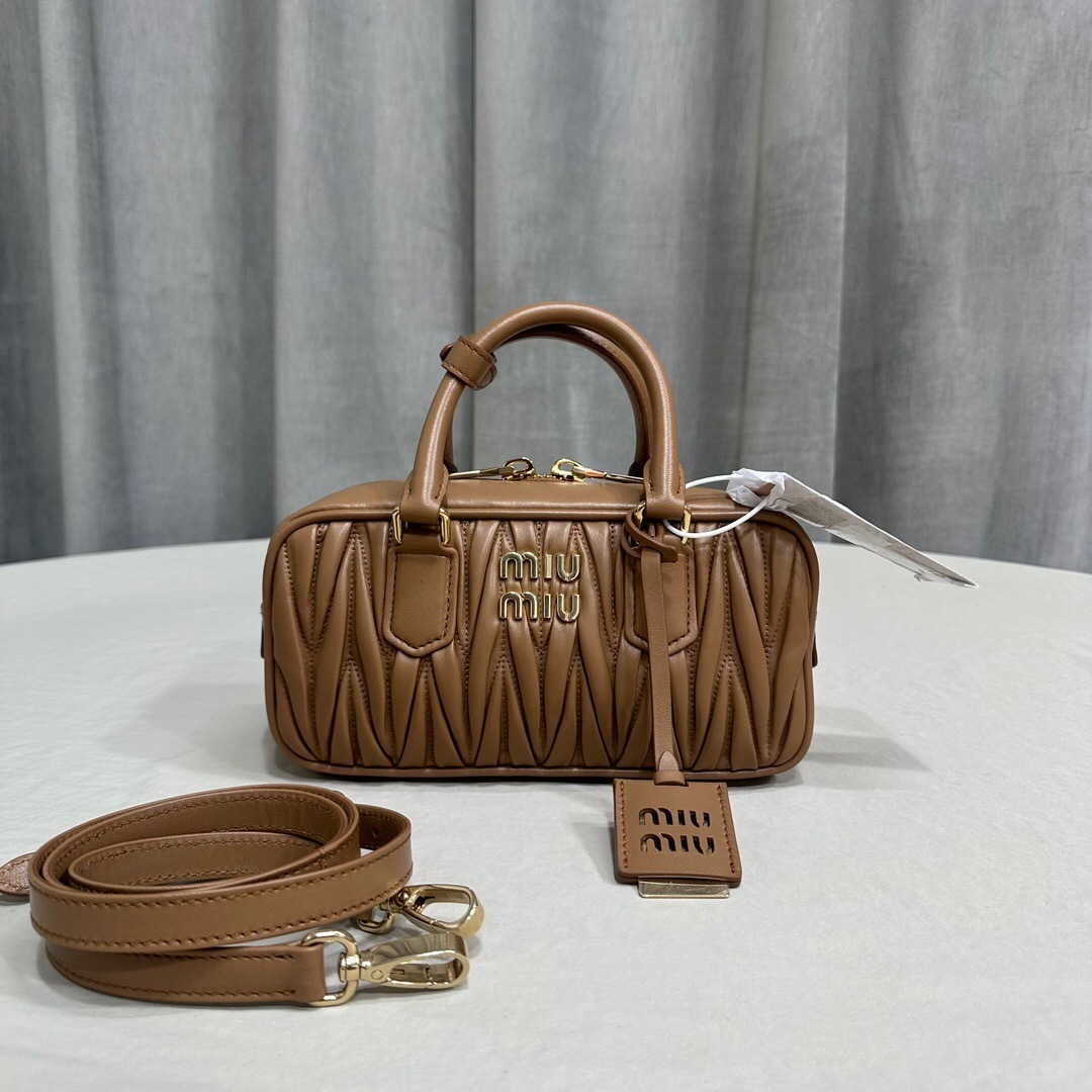 Miu Miu Arcadie matelassé leather mini bag brown or cognac color