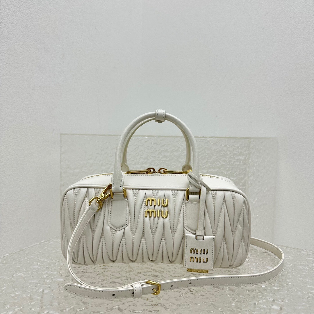 Miu Miu Arcadie matelassé nappa leather bag white