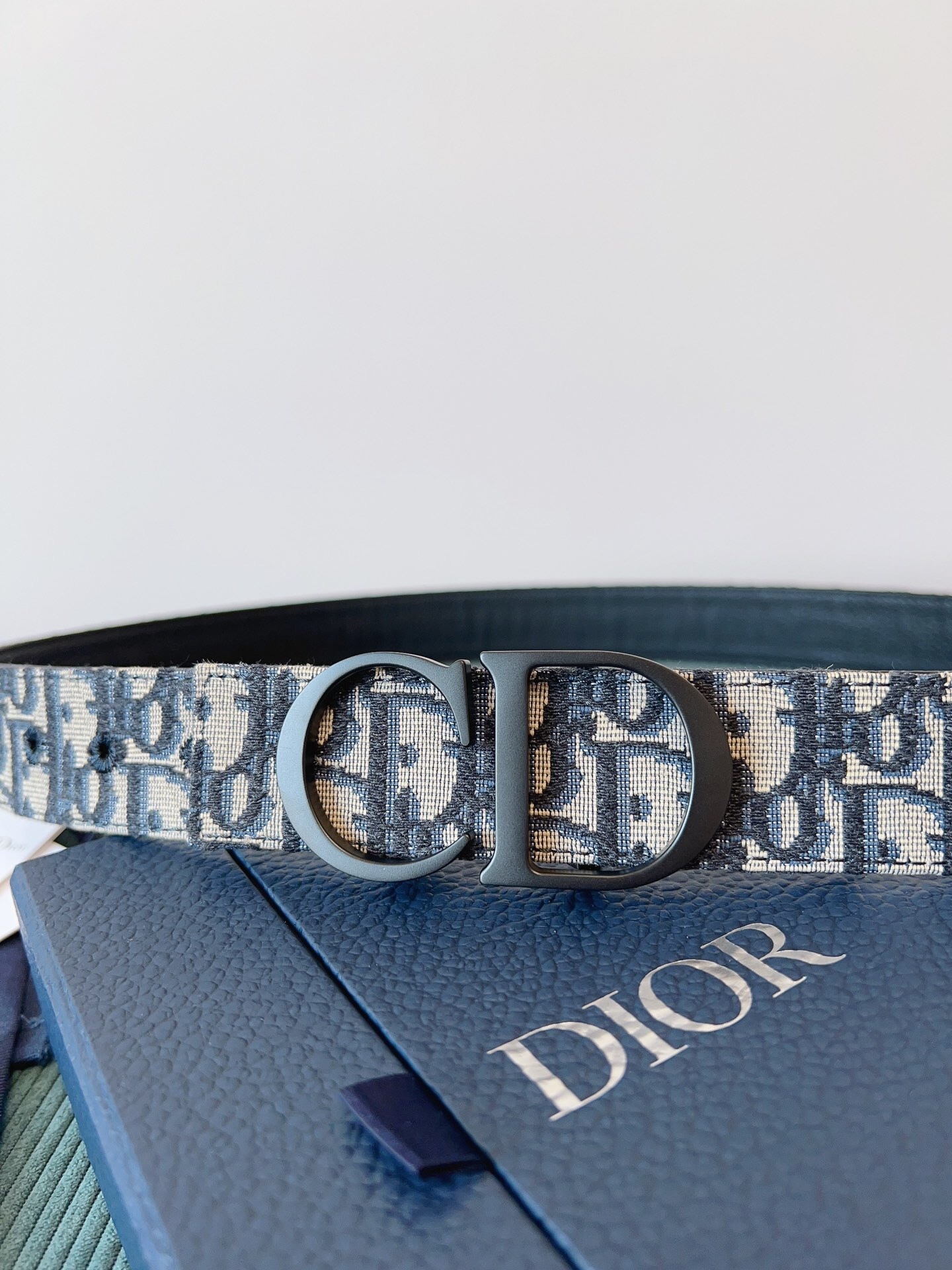 Dior Oblique CD leather canvas belt