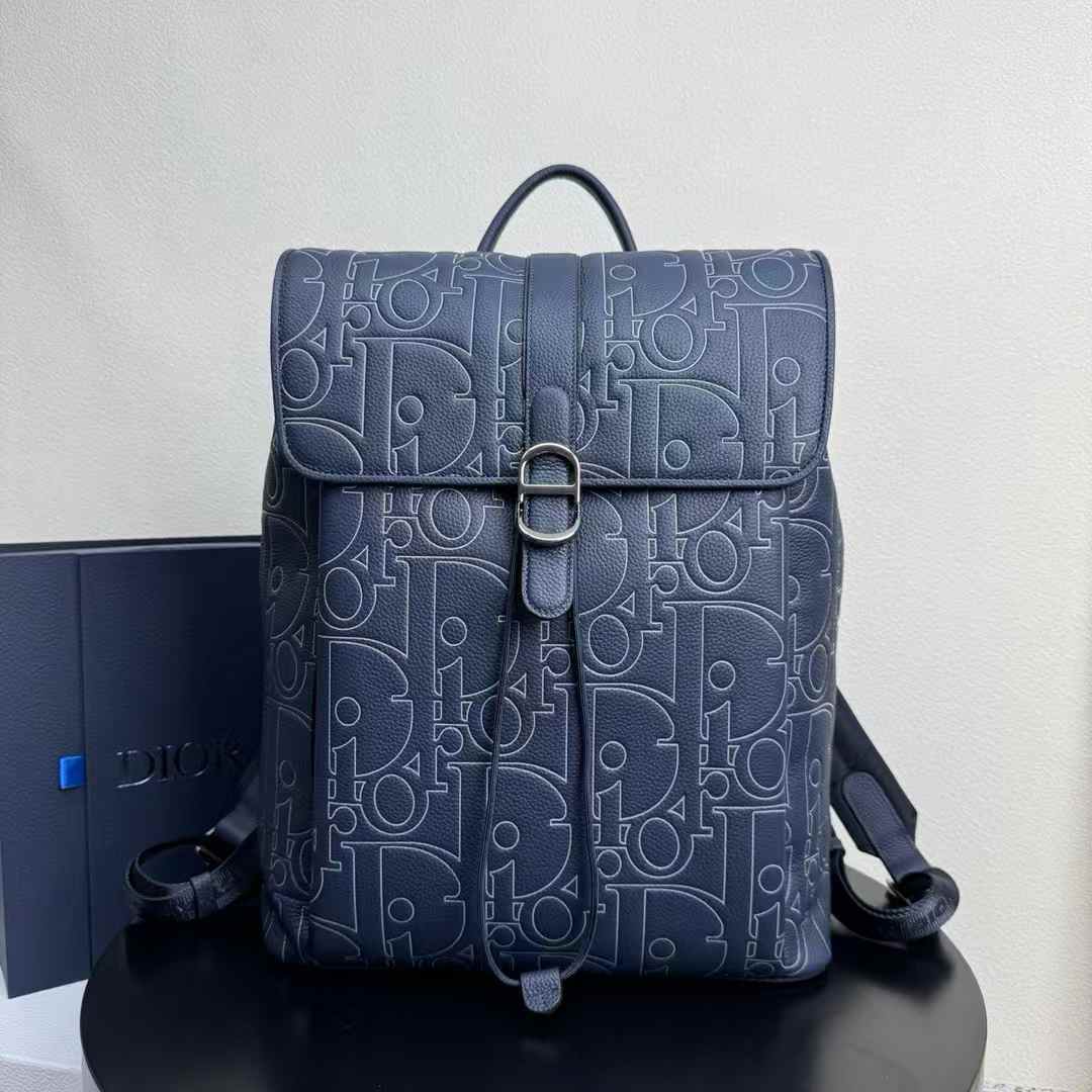 dior backpack leather Navy Blue