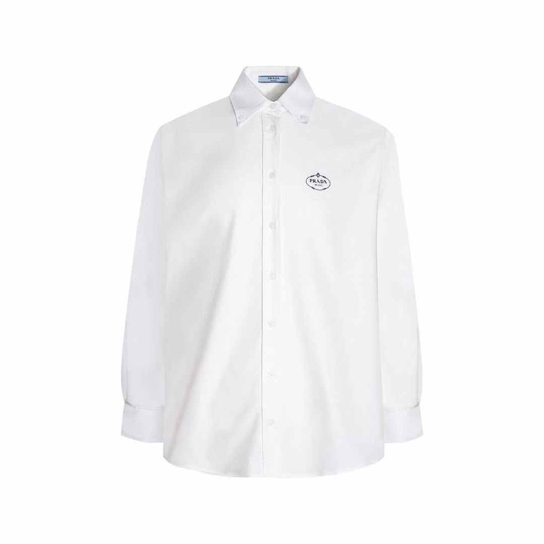 Prada logo-embroidered cotton shirt