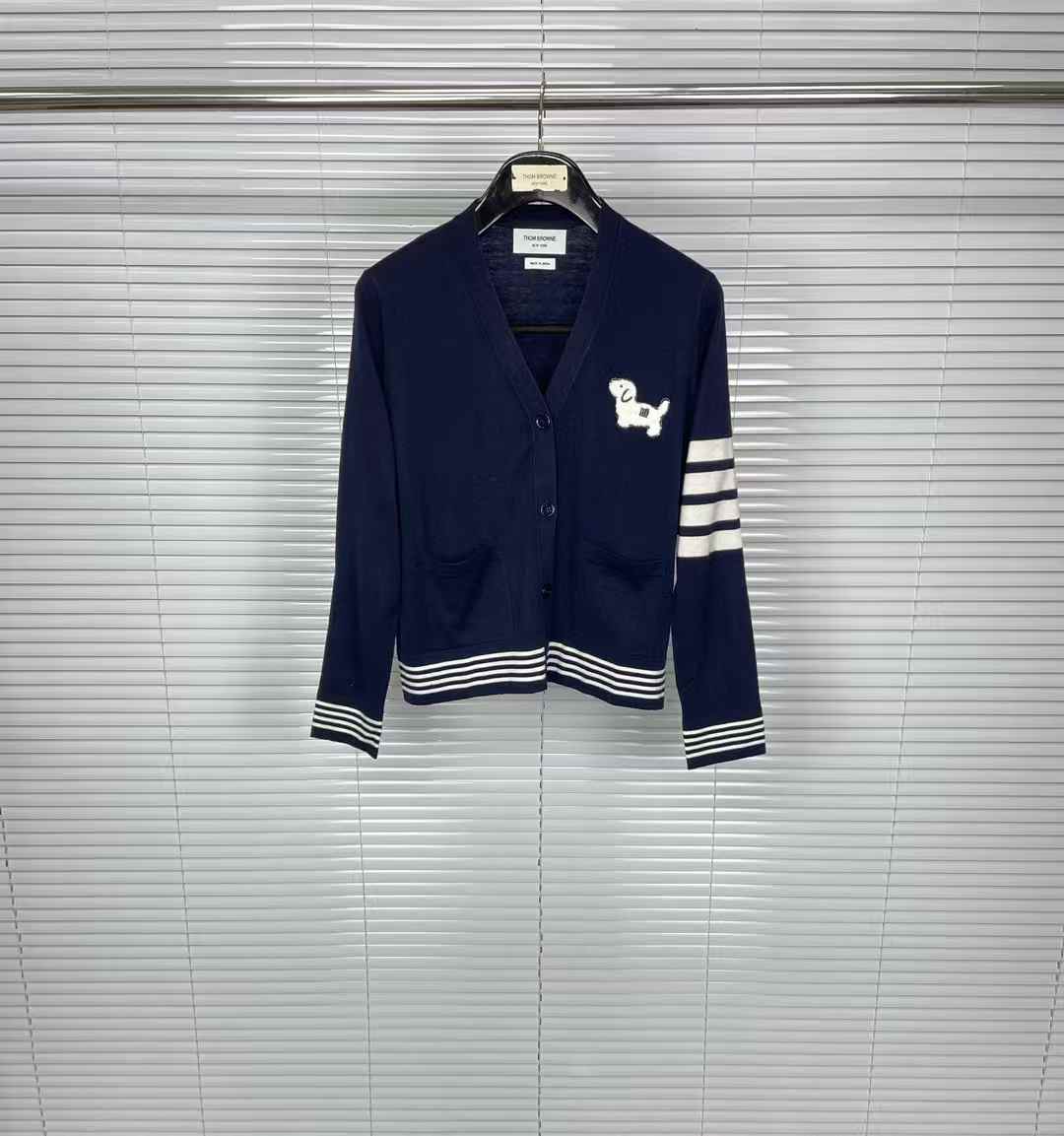 Thom Browne Hector Icon Intarsia V-Neck Cardigan