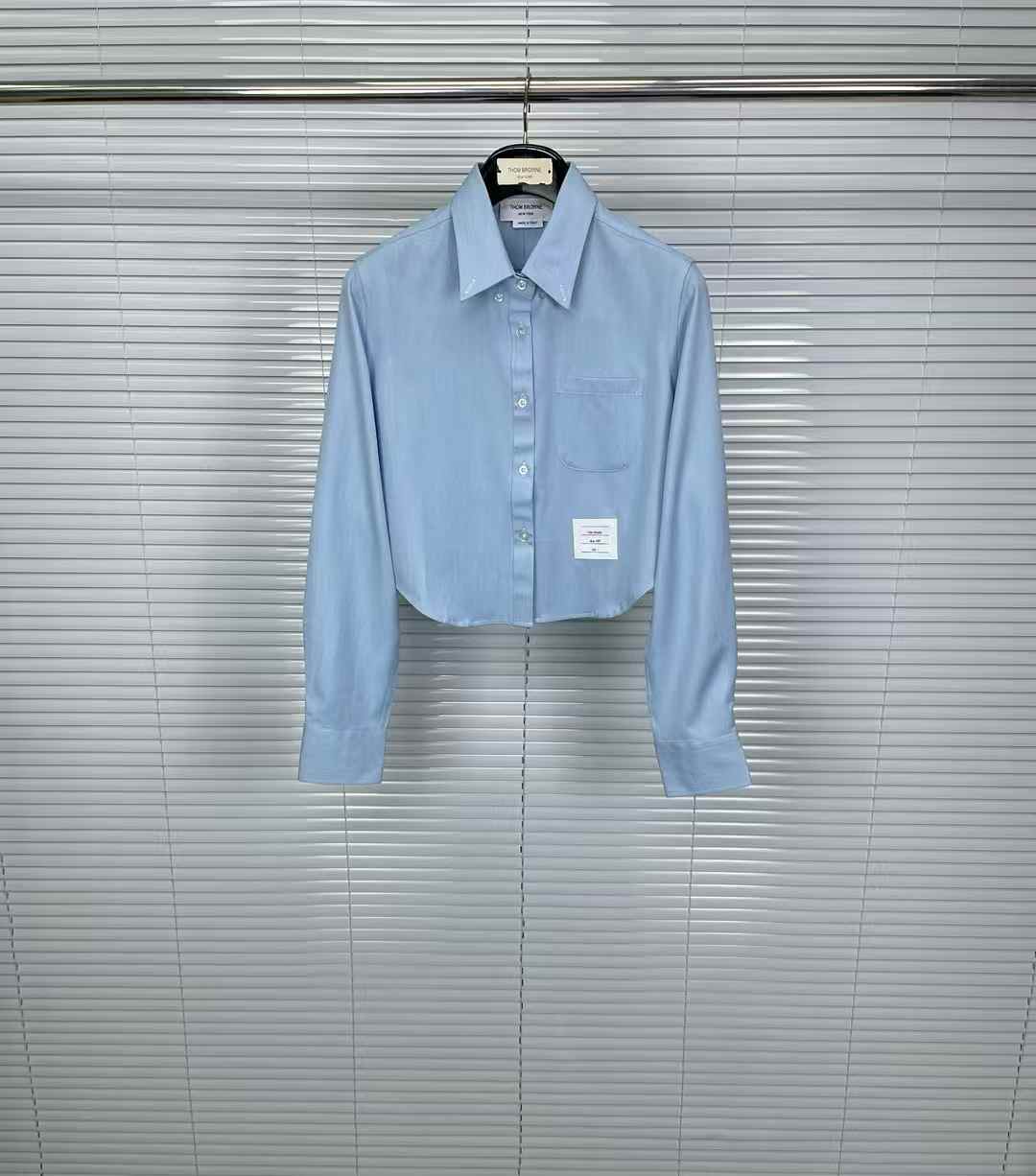 Thom Browne cropped denim shirt in light blue