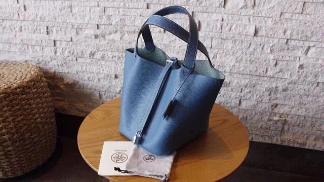 Hermes Picotin Lock bag Taurillon Clemence leather blue