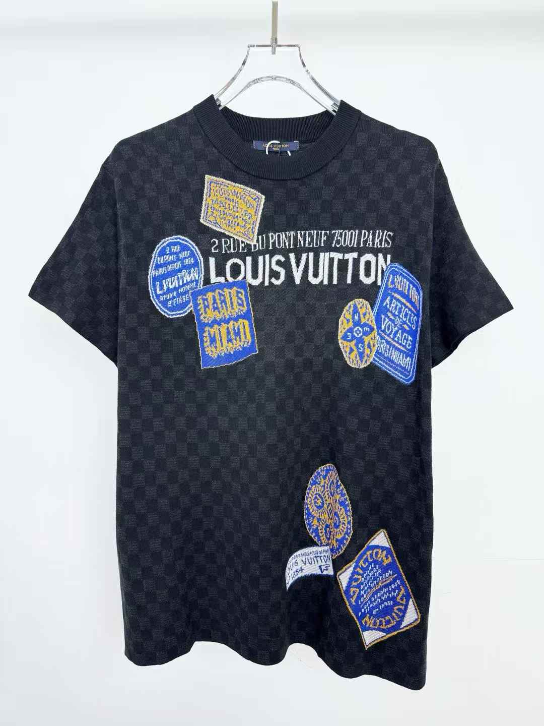 LV Damier Short-Sleeved Signature Crewneck Black