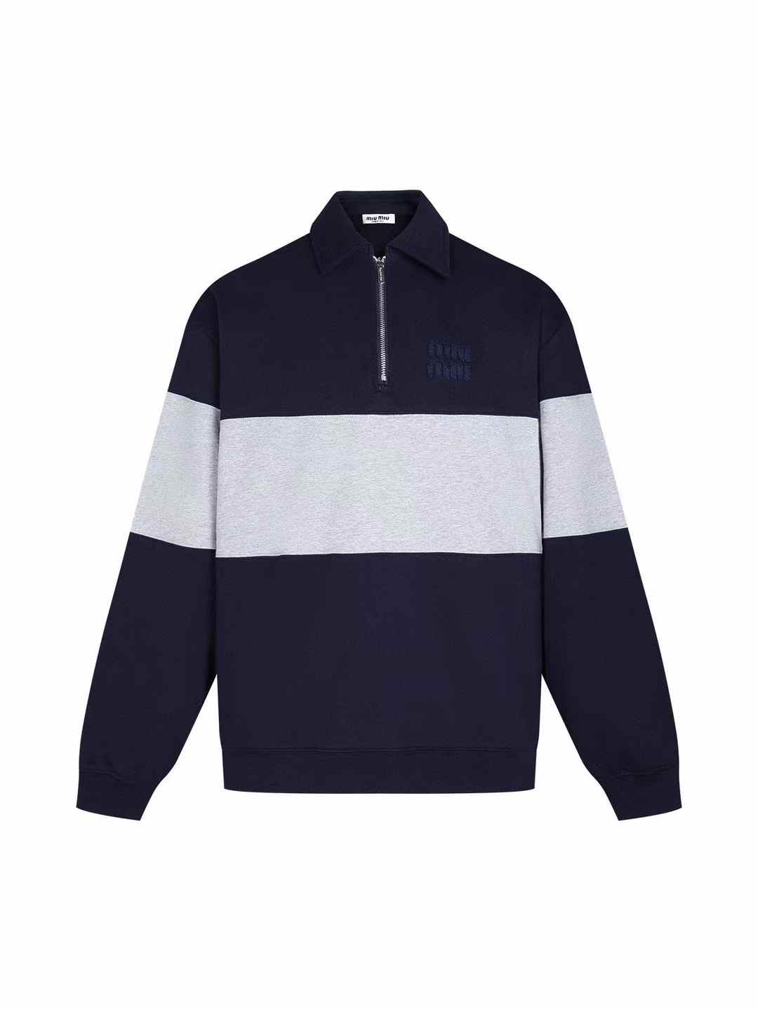 Miu Miu half-zip cotton sweatshirt blue and grey