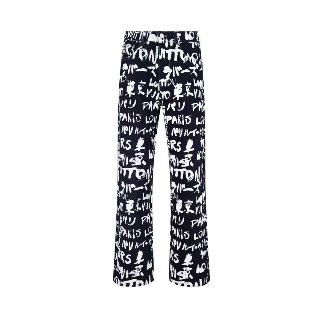 LV Nigo striped denim skate pants
