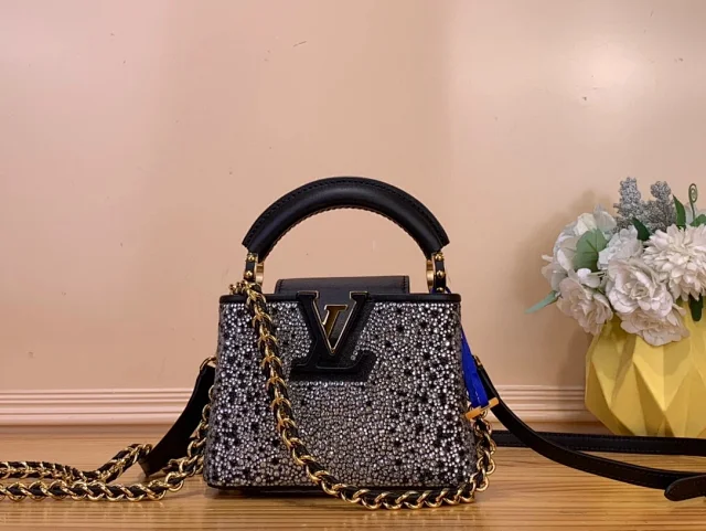 LV Capucines Nano bag black satin