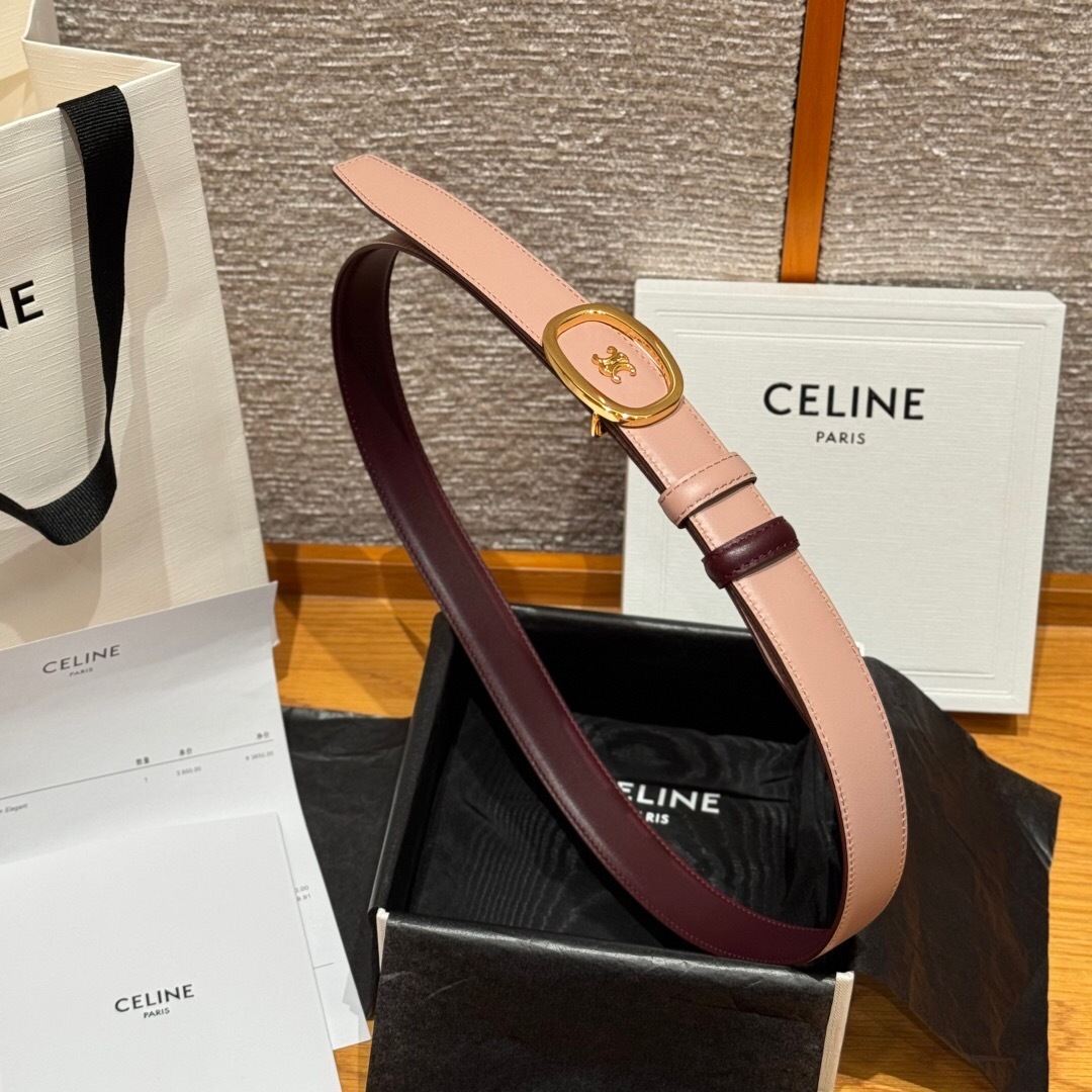 Celine Medium Triomphe Belt burgundy taurillon leather