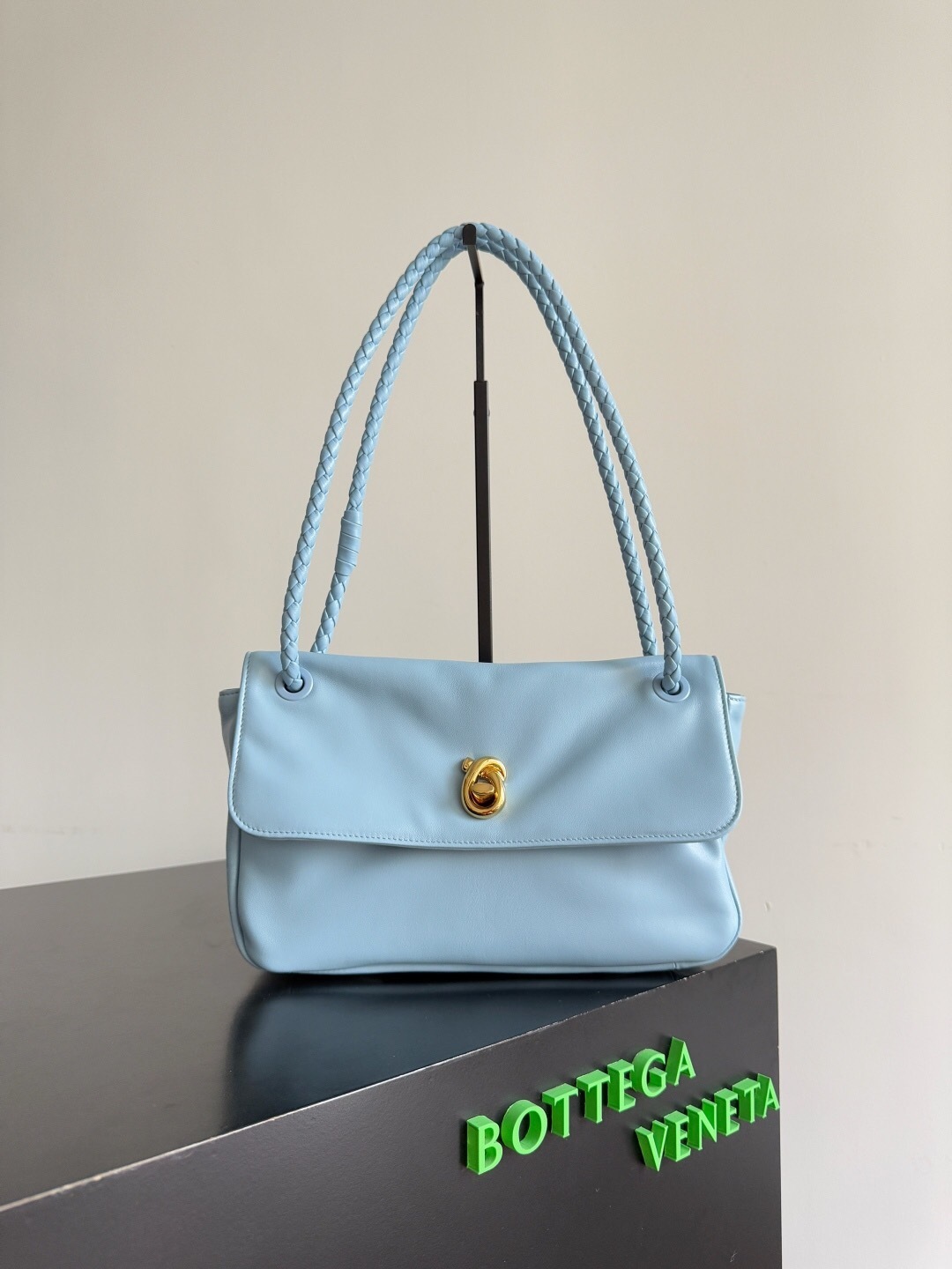 Bottega Veneta Madison lambskin shoulder bag pale blue