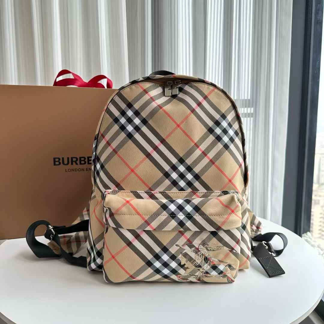 Burberry Check Backpack in sand