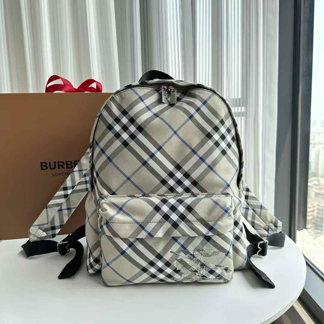 Burberry Check Backpack with an Equestrian Knight Design applique