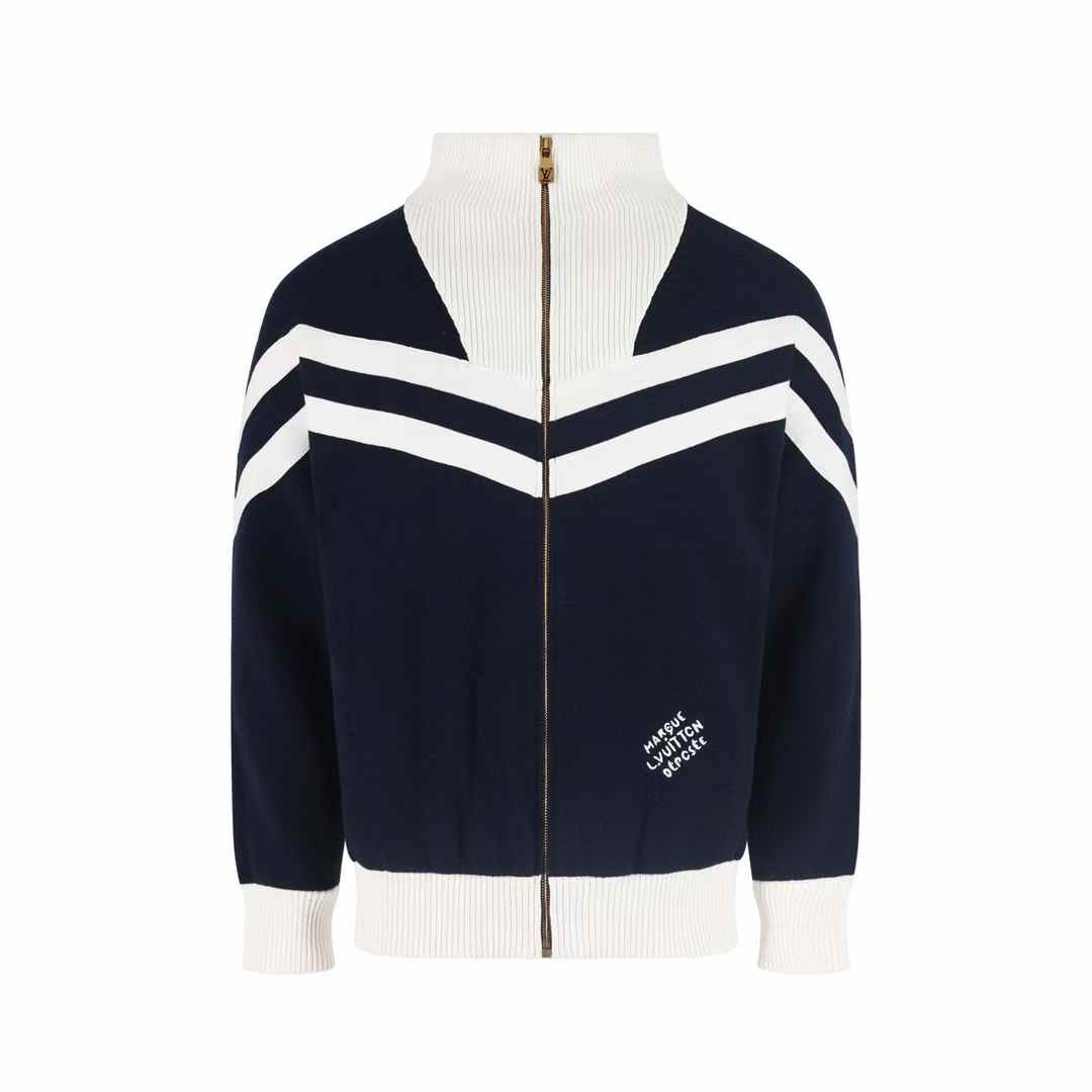 lv Knitted Cotton Sailor Blouson in navy blue