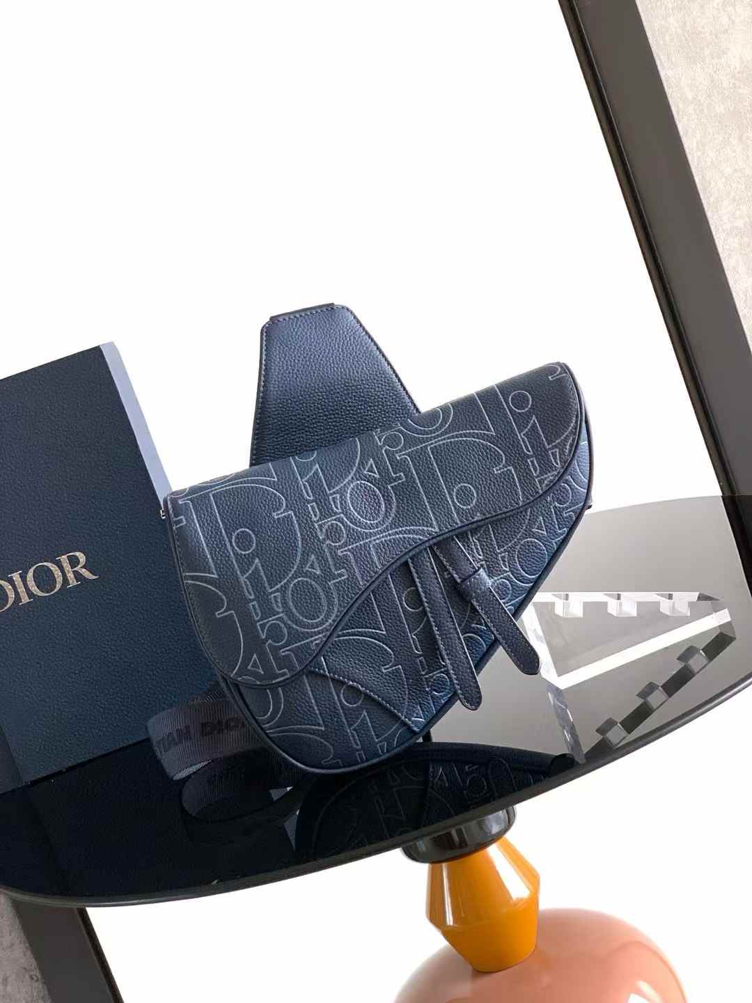 Dior Saddle bag Oblique embroidery blue