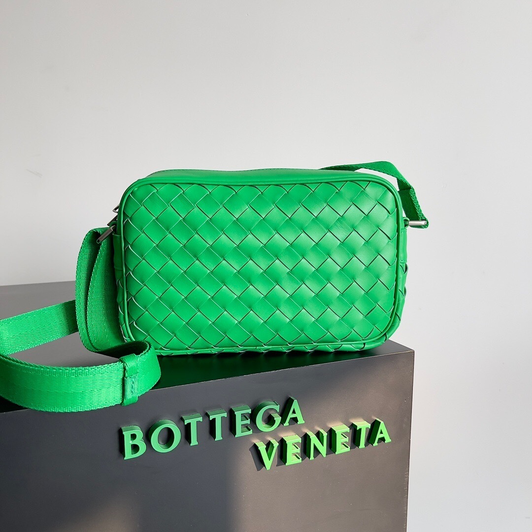 Bottega Veneta Mini Loop Camera Bag in parakeet green.