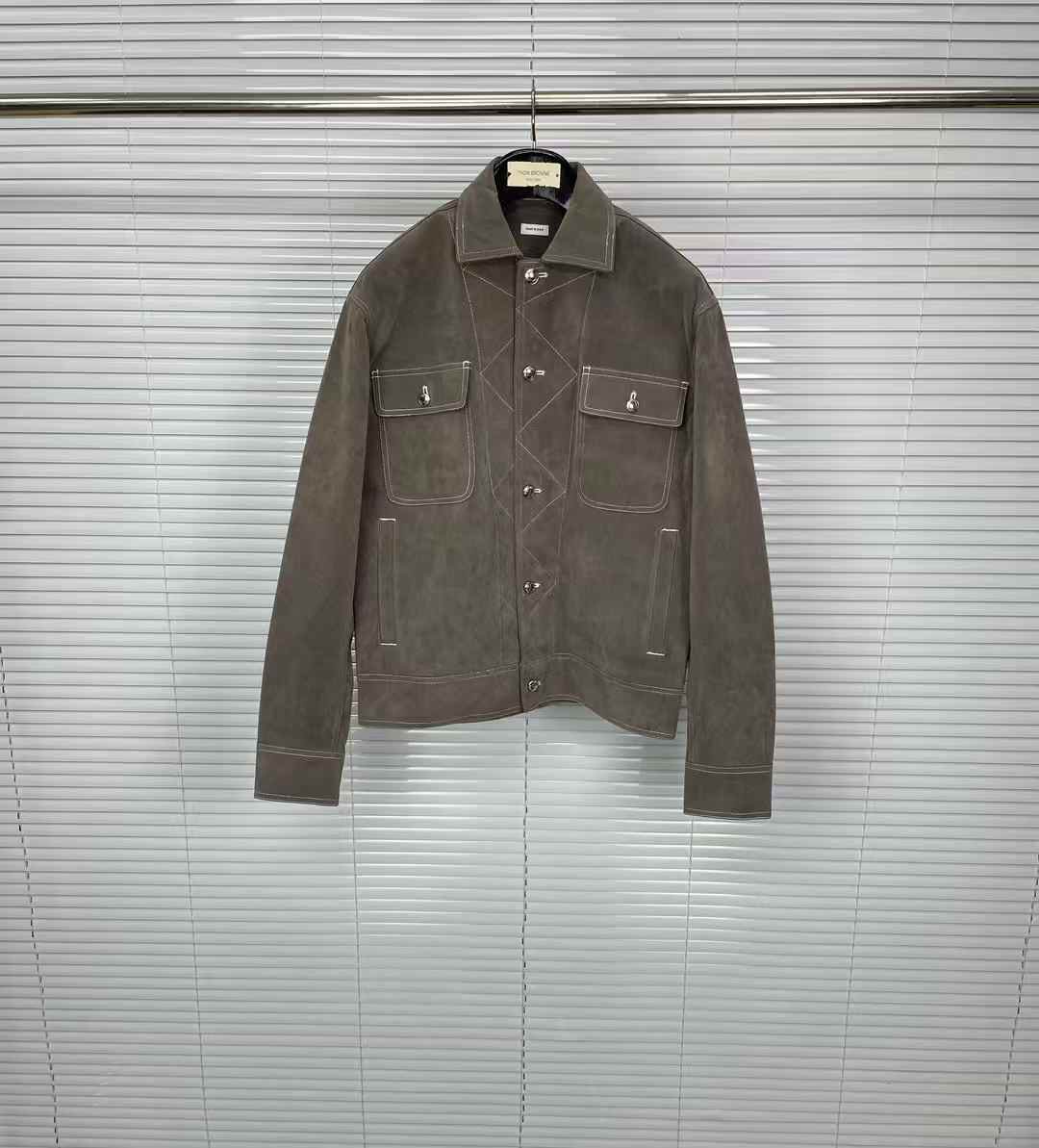 Thom Browne suede jacket khaki