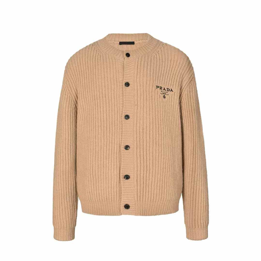 Prada ribbed-knit cashmere cardigan in brown