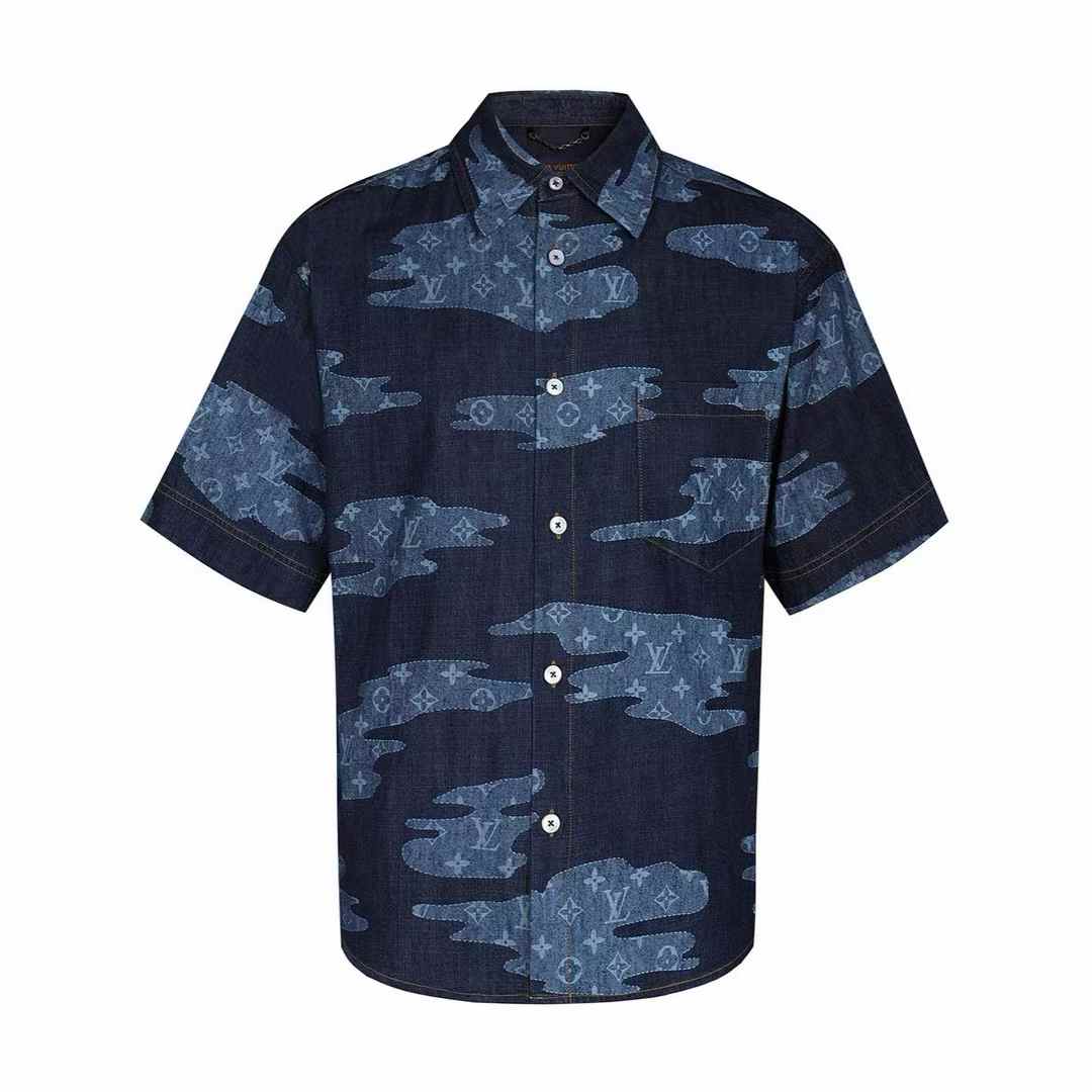 LV Monogram Short-Sleeved Chambray Shirt