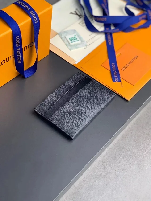 LV Double Card Holder in Monogram Eclipse canvas