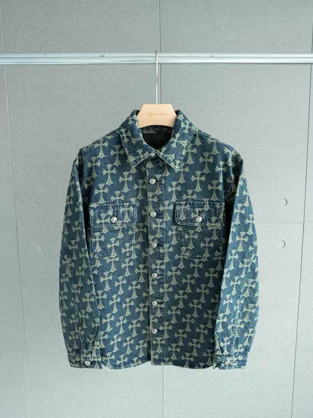 Chrome Hearts Full Print Jacquard Denim shirt