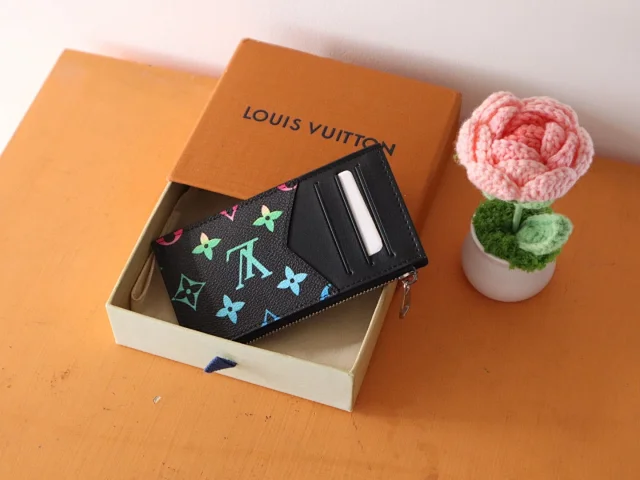 LV Monogram Iridescent Gradient Black Pocket Organizer