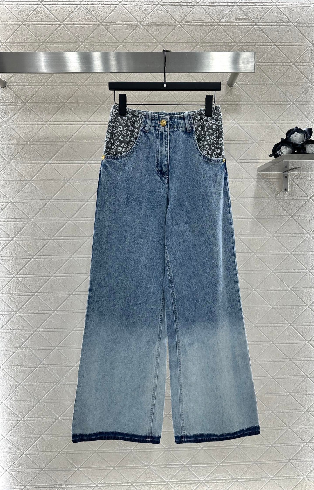 Chanel wide-leg jeans with embroidered pockets