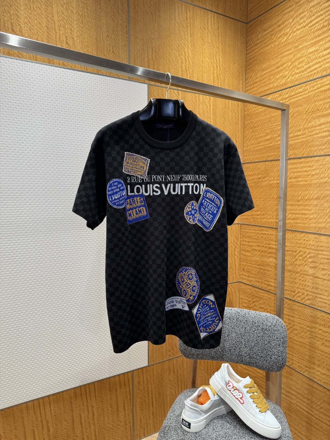 LV Damier Short-Sleeved Signature Crewneck T-shirt