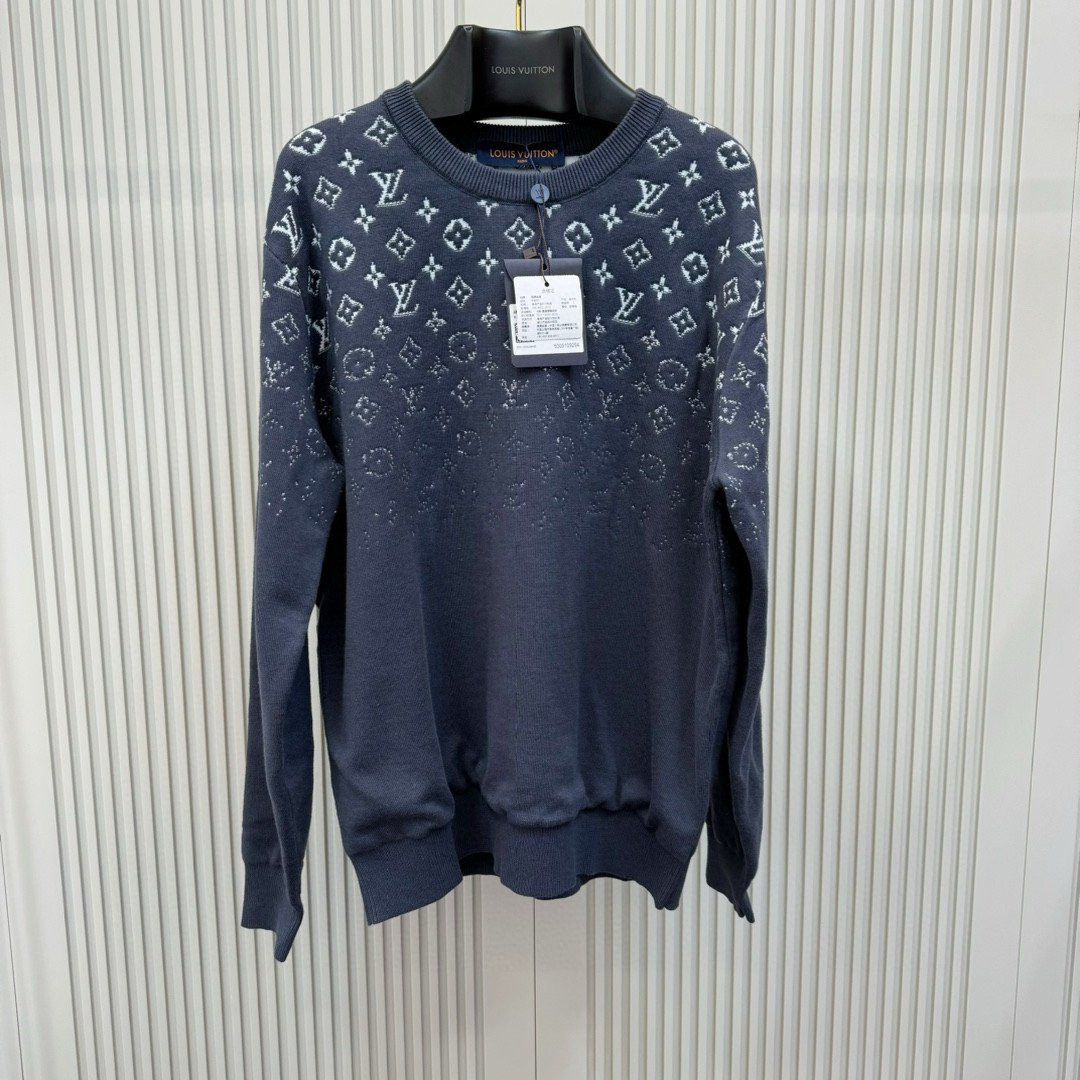 LV Gradient Monogram Cotton Crewneck in navy and white sweater