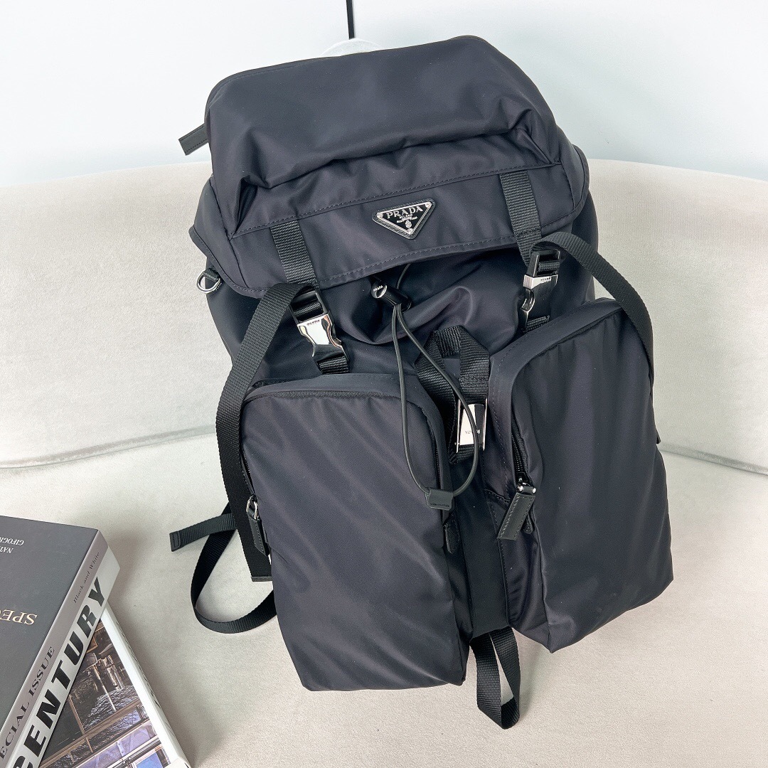Prada Re-Nylon multi-pocket backpack black