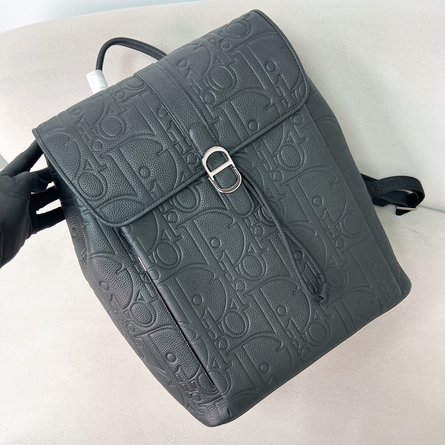 Dior Daily Backpack Flap in black Gravity leather