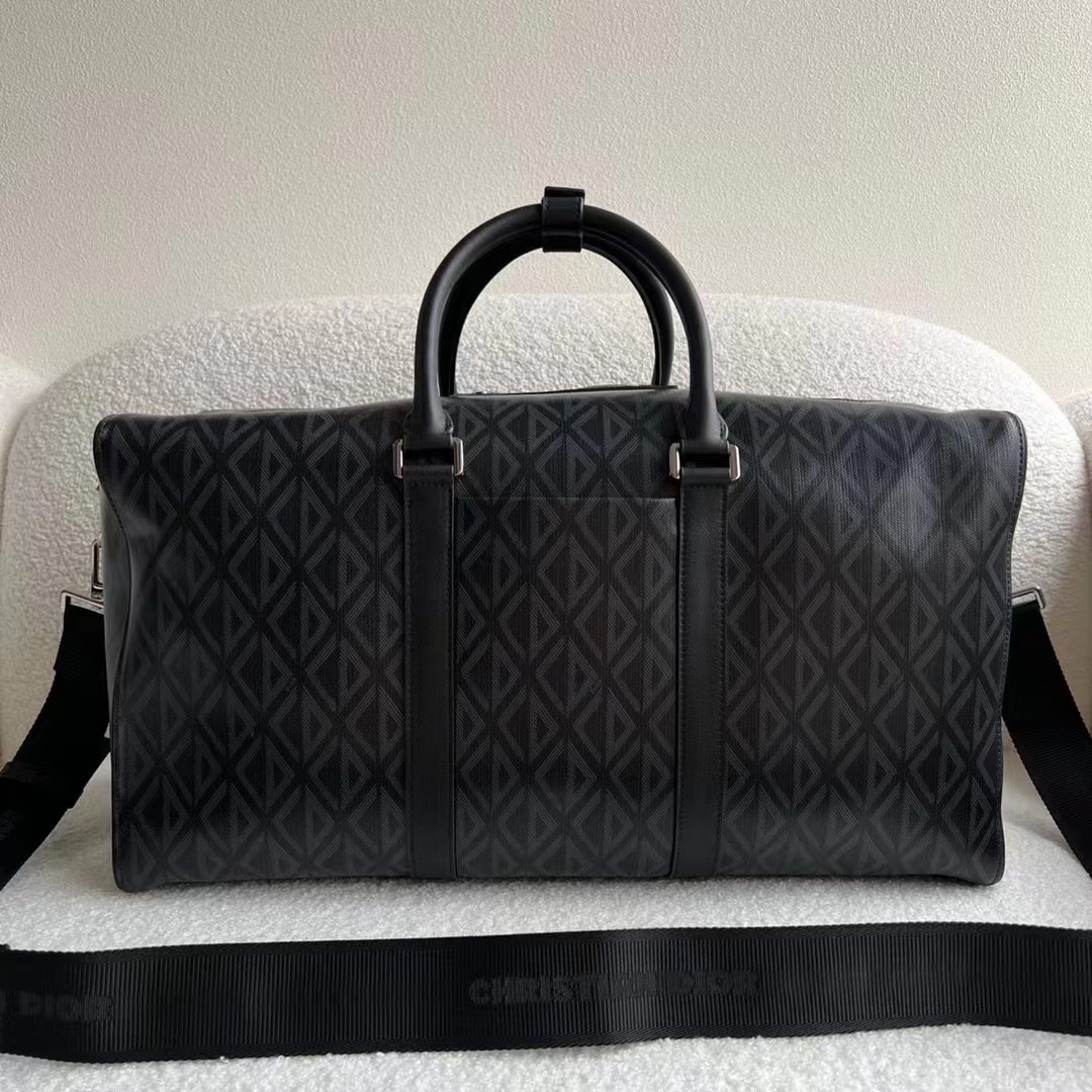 Dior Lingot 50 Duffle Bag Black Diamond Canvas