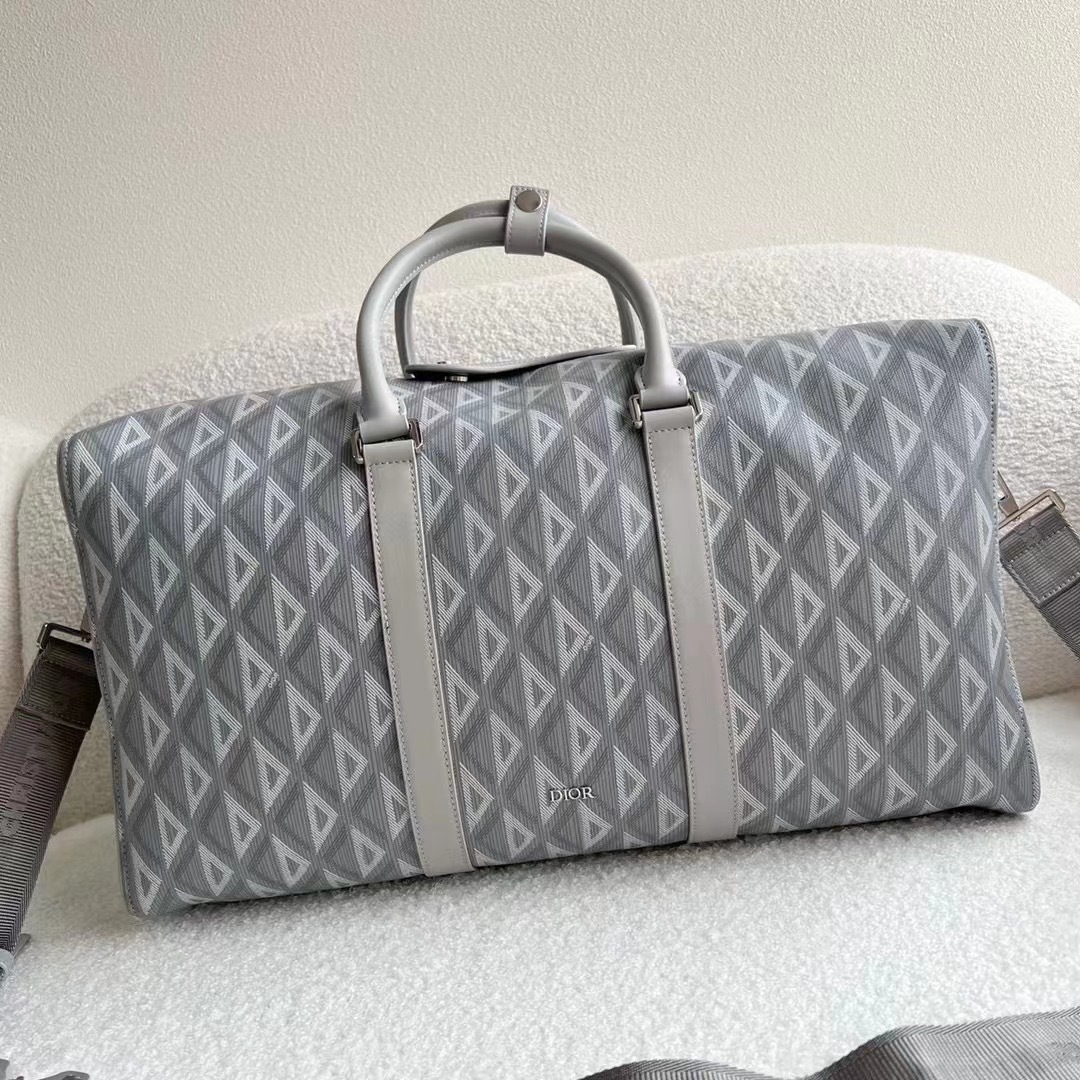Dior Lingot 50 Duffle Bag gray Diamond canvas