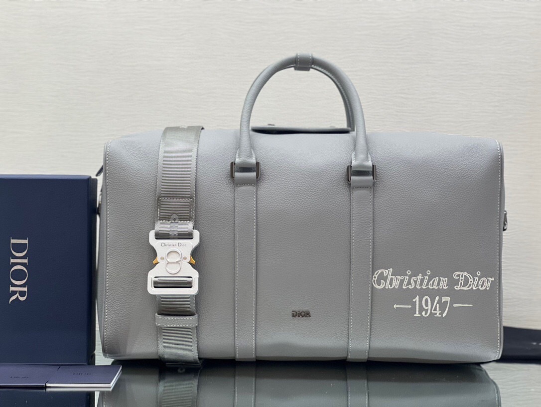 Dior Lingot 50 Duffle Bag Gray "Christian Dior -1947-" signature