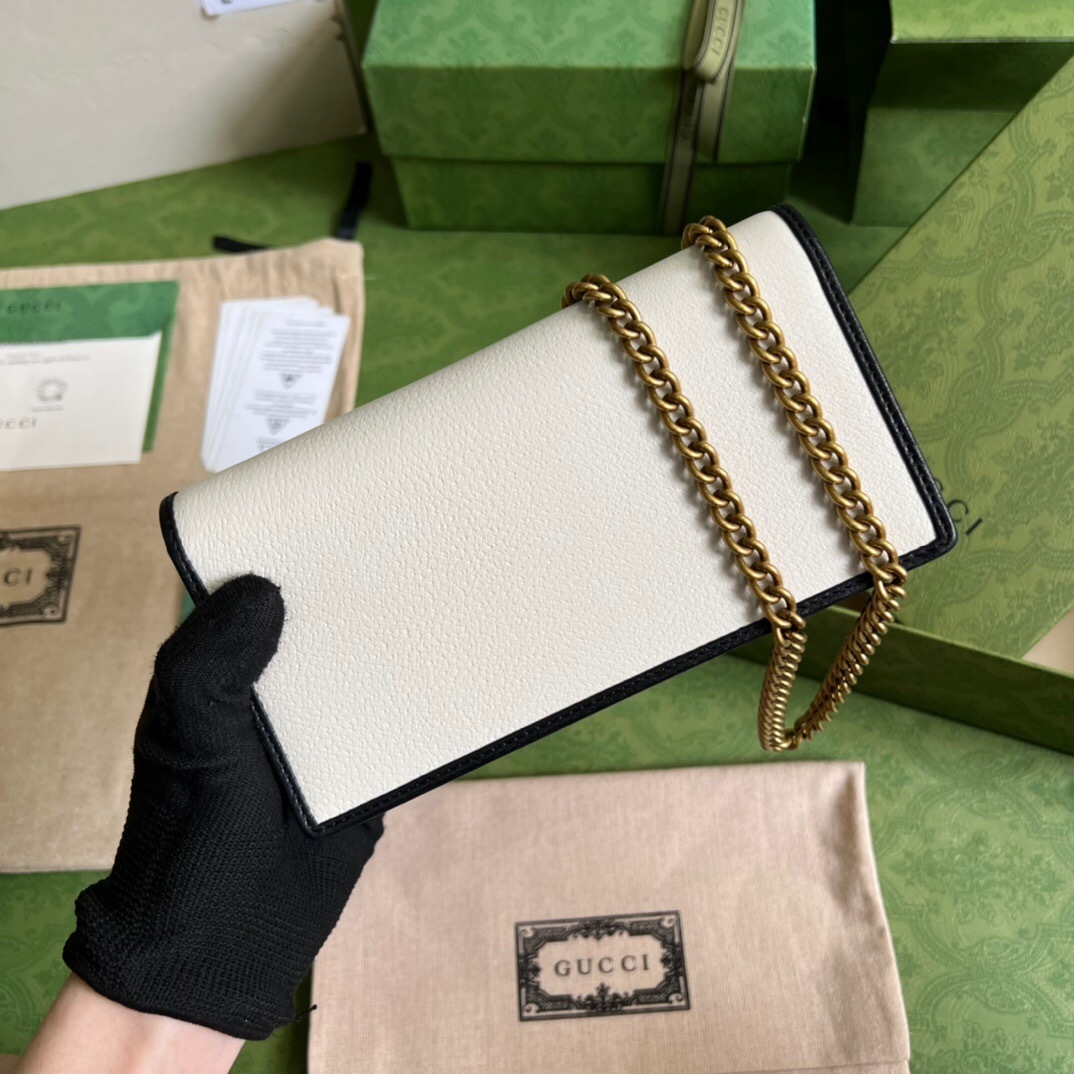 Gucci x adidas wallet with chain in off-white leather