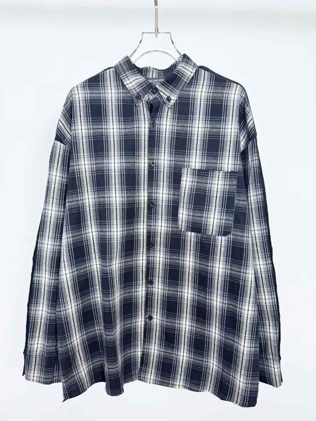 Balenciaga checked casual shirt contrasting sleeve
