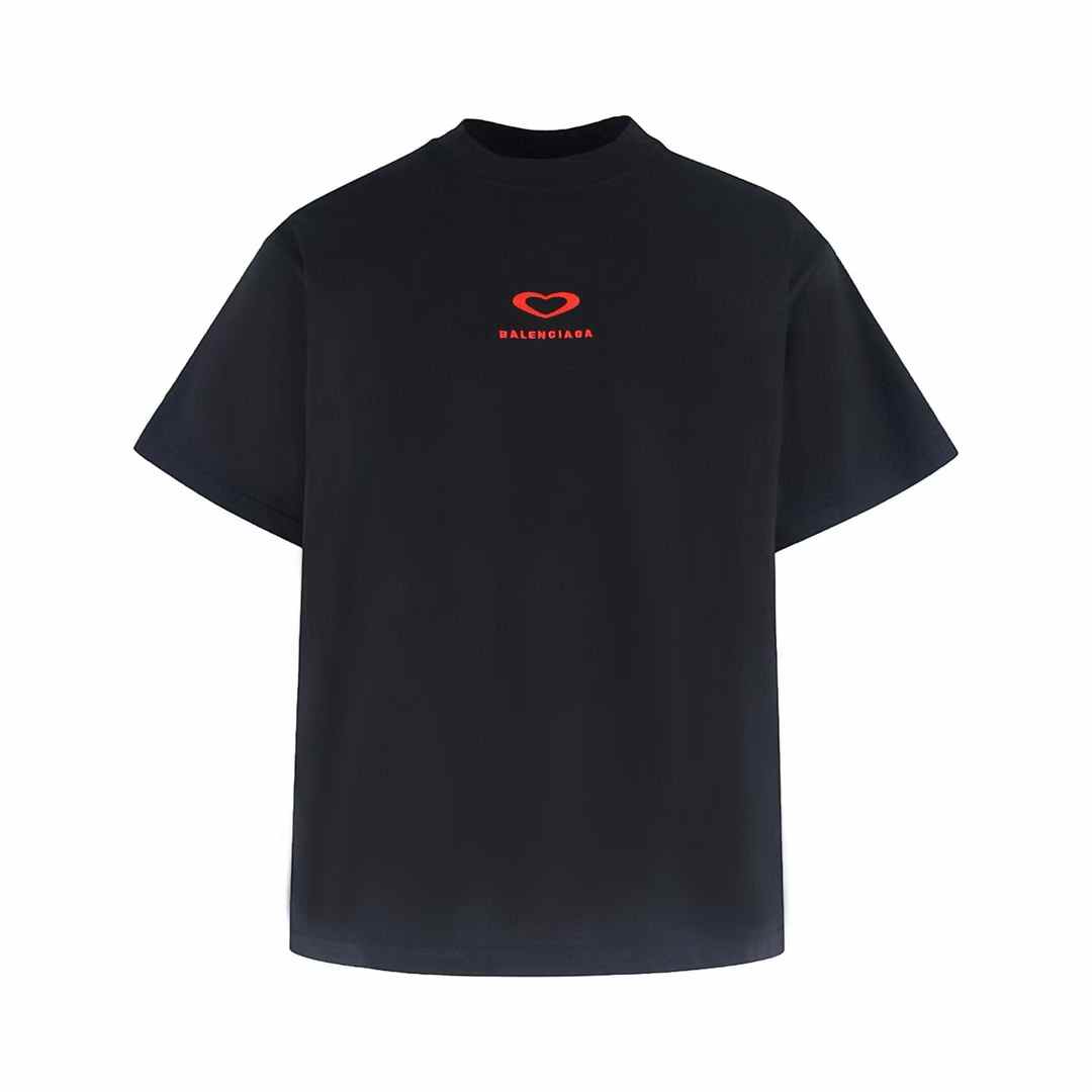 Balenciaga Men's Black Cotton T-Shirt with Embroidered Logo