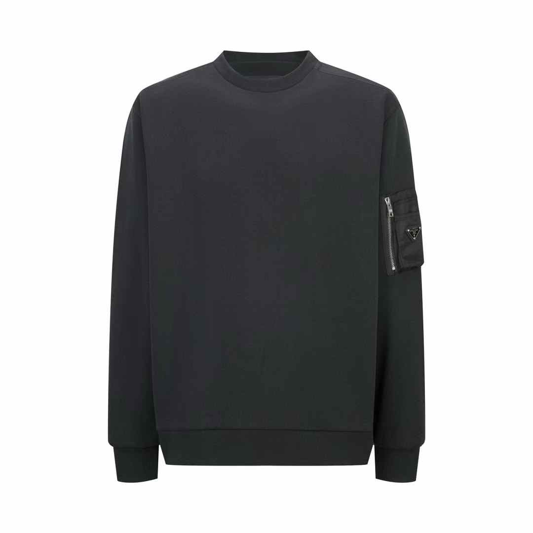 Prada Re-Nylon Patch Crewneck Cotton-Jersey Sweatshirt