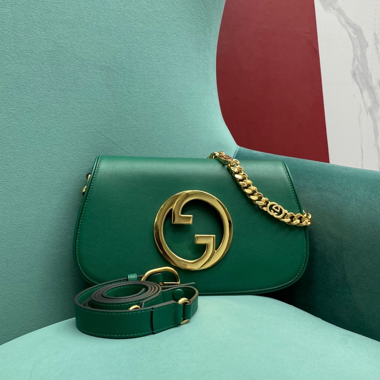 Gucci Blondie shoulder bag in green leather