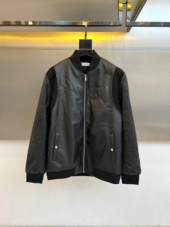 Dior CD lcon Varsity Jacket Black Cowhide Leather