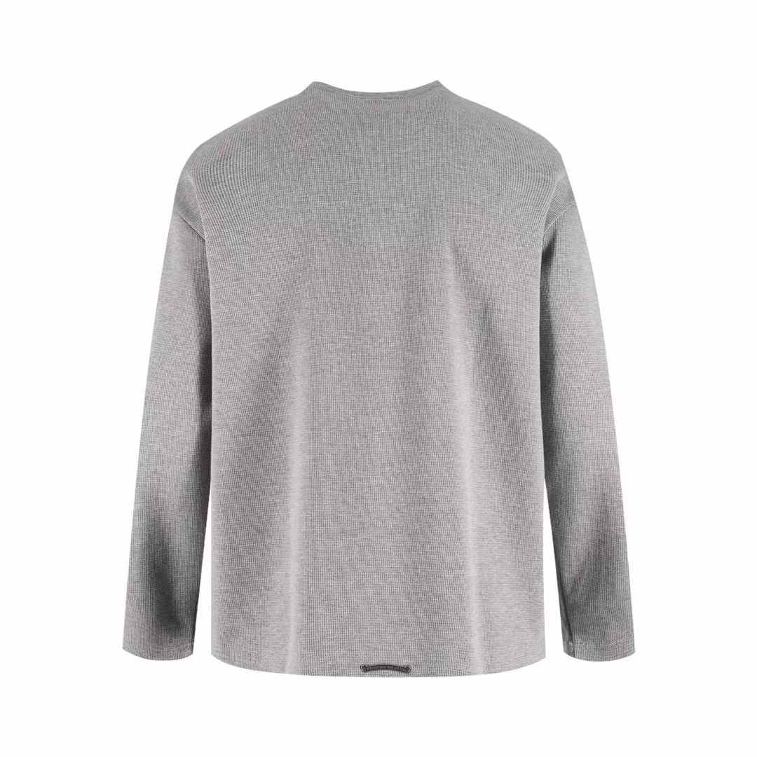 Chrome Hearts waffle henley long sleeve sweatshirt in gray